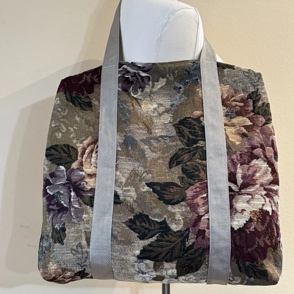 Grandmillennial Floral Tapestry Weekender Tote Bag Monogram B USA Made Travel